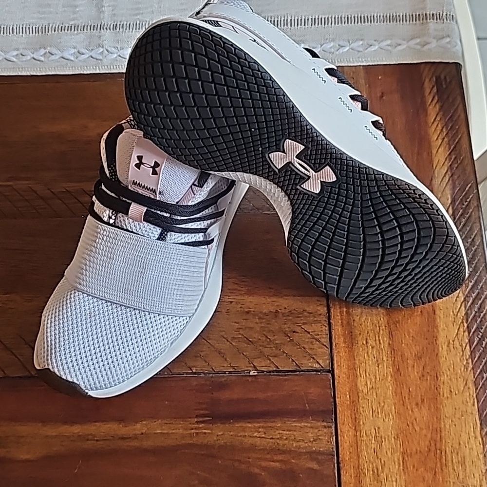 Under Armour sneakers, women's size 6.5, white/black/pink, worn just a few times